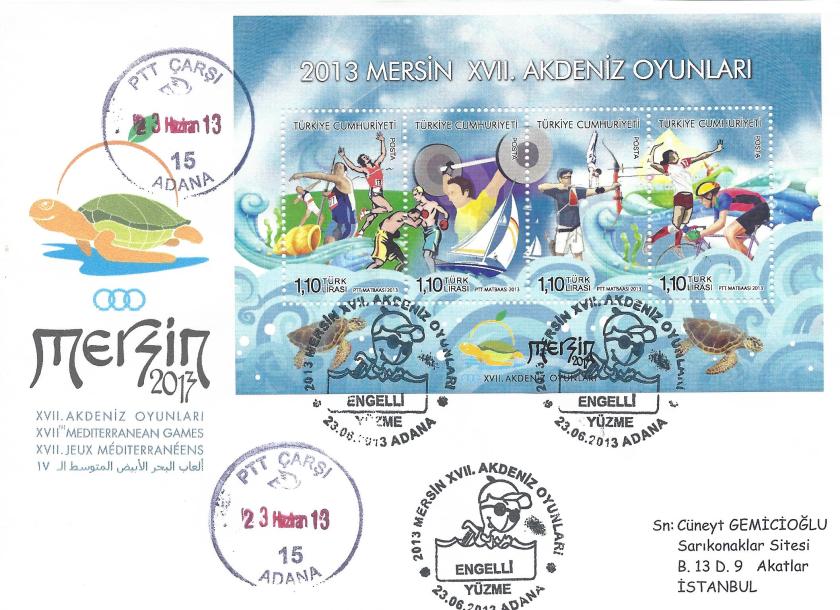 Akdeniz Oyunları Engelli Yüzme damgası Adana