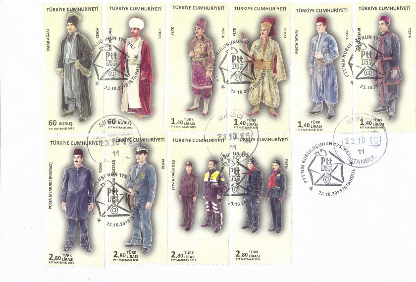 Tam seri PTT 175. yıl karne pulları ilk gün zarfı