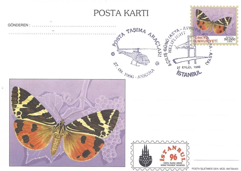 İstanbul '96 sergisi kelebek temalı antiye kart