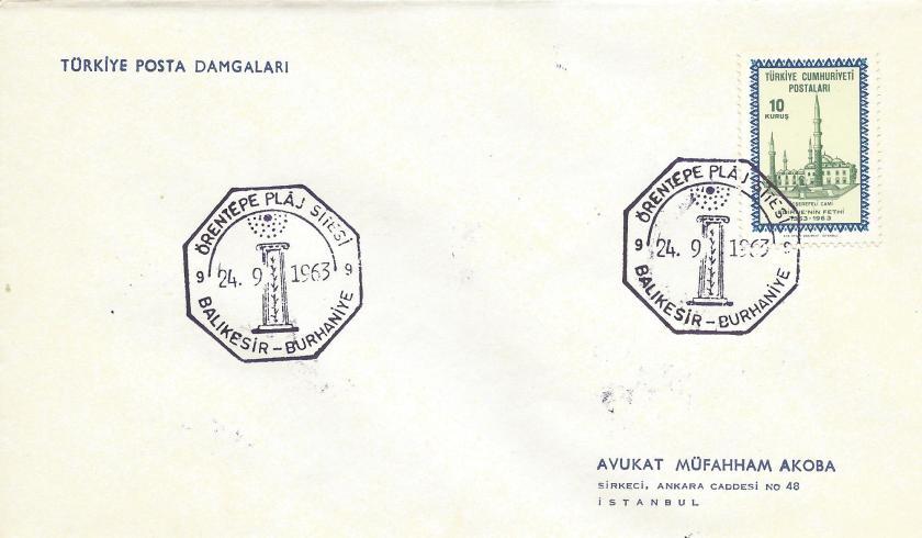 Örentepe plaj sitesi - Burhaniye turistik damga - 1963