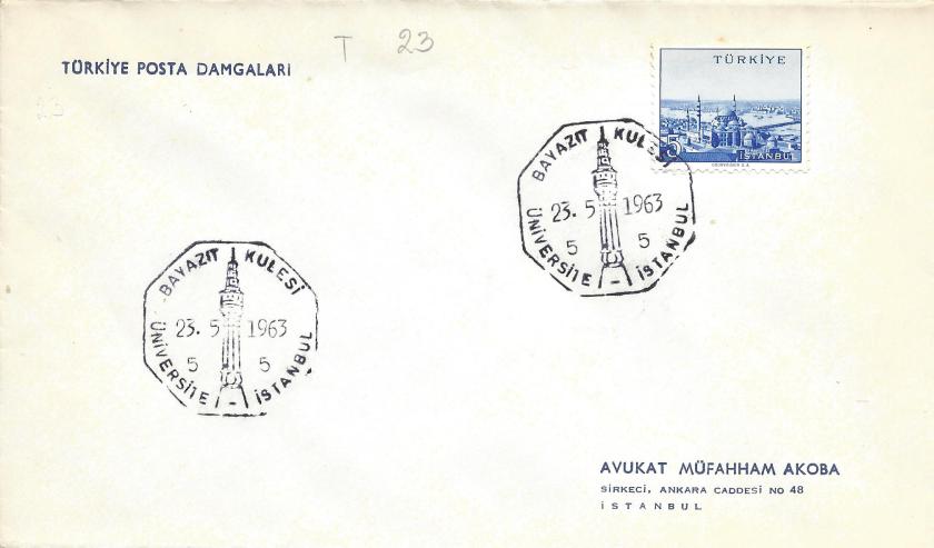 Beyazıt kulesi - İstanbul turistik damga - 1963