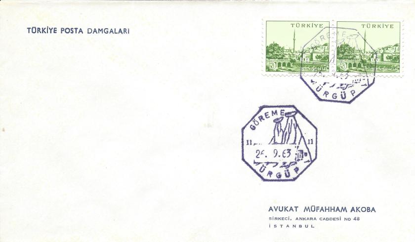 Göreme - Ürgüp turistik damga - 1963