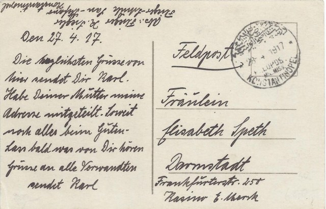 Yeşilköy uçuş okulundan gönderilmiş kartpostal