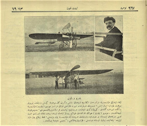 Servet-i Fünun dergisinde çıkan Bleriotun uçuşu ve kazası ile ilgili yazı