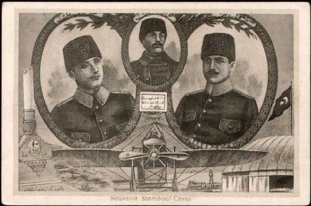 Osmanlı döneminde hayatlarını kaybeden pilotlar anısına basılan hatıra kartpostalı